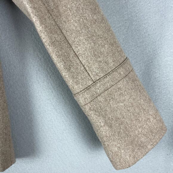 J. Crew Melton Wool Blend Pea Coat Women 4T 4 Tall Beige Lined Classic Preppy - Picture 15 of 16